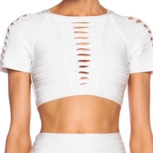 HERVE LEGER “Julianne” bandage crop top